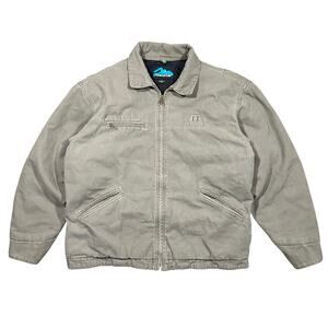 Vintage Tri Mountain Detroit Jacket Style Gray Zip Insulated Workwear Distressed
